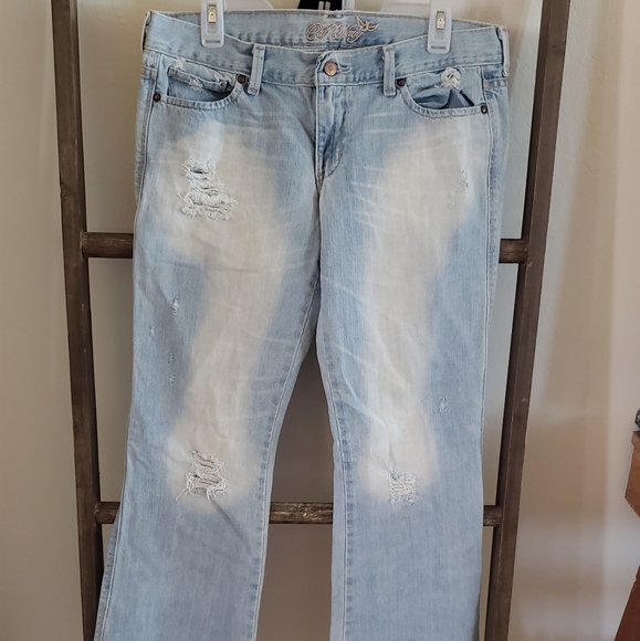 Y2K Old Navy Distressed Boot Cut Blue Denim Jean Size 10 - Picture 14 of 14